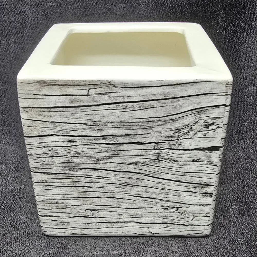 Ceramic Wood Look Planter Cache Pot Vase Holder